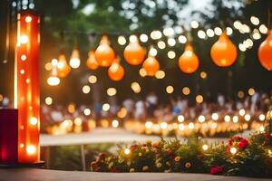 a wedding ceremony with candles and balloons. AI-Generated photo