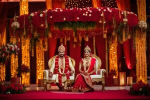 indio Boda ceremonia en India. generado por ai foto