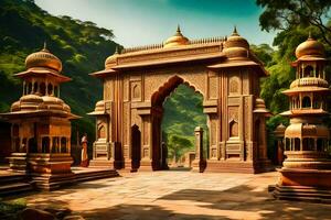 the entrance to a temple in india. AI-Generated photo