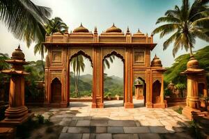 el Entrada a un palacio en India. generado por ai foto