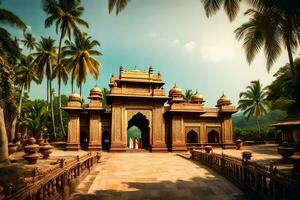 the entrance to a temple in india. AI-Generated photo