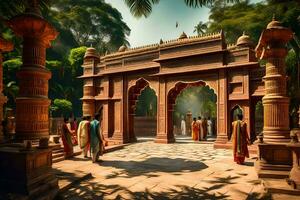 the entrance to a temple in india. AI-Generated photo