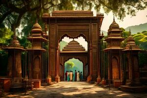 the entrance to a temple in india. AI-Generated photo