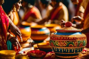indio Boda ceremonia en India. generado por ai foto