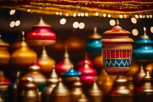 a colorful display of lamps and decorations. AI-Generated photo