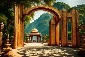 el dorado portón de India. generado por ai foto