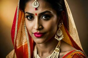 a beautiful indian woman in traditional attire. AI-Generated photo