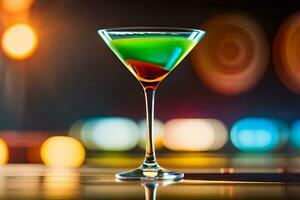 a colorful cocktail in a martini glass. AI-Generated photo