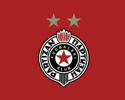 Partizan Belgrad Club Symbol Logo Serbia League Football Abstract Design Vector Illustration With Red Background