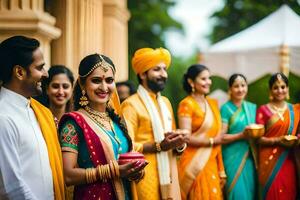 indian wedding ceremony with bride and groom. AI-Generated photo