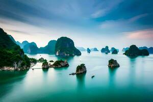 el hermosa paisaje de halong bahía. generado por ai foto