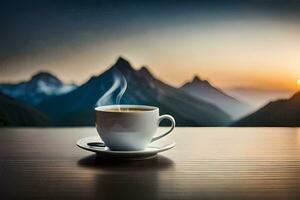 coffee, the mountains, sunrise, the mountains, the mountains, the mountains, the mountains. AI-Generated photo