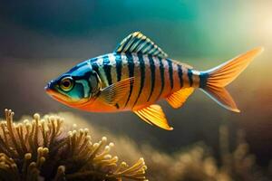 a fish with stripes on its body. AI-Generated photo