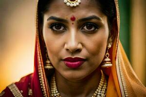 a beautiful indian woman wearing traditional clothing. AI-Generated photo