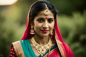 a beautiful indian woman in traditional attire. AI-Generated photo