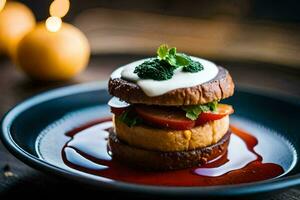 a plate with a sandwich on it. AI-Generated photo