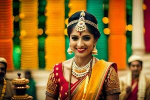 a beautiful indian bride in traditional attire. AI-Generated photo