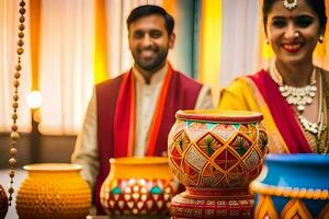 el boda, Bombay, fotografía, el boda, Bombay, Pareja. generado por ai foto