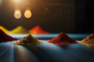 colorful spices on a table. AI-Generated photo