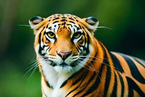 a tiger is looking at the camera. AI-Generated photo