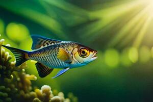 un pescado nadando en el océano. generado por ai foto