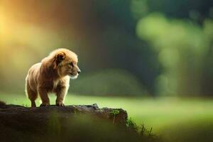 foto fondo de pantalla el sol, naturaleza, césped, león, el animal, el animal, el animal. generado por ai