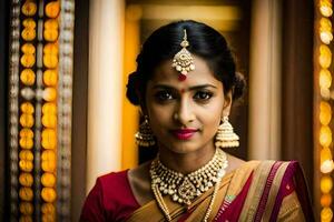 a beautiful indian bride in traditional attire. AI-Generated photo