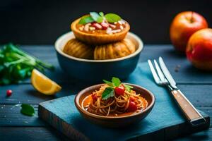 spaghetti with tomato sauce in a bowl. AI-Generated photo