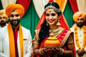 indio Boda en Delhi. generado por ai foto