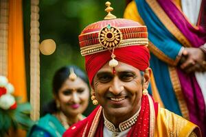 indio Boda fotógrafo en hyderabad. generado por ai foto