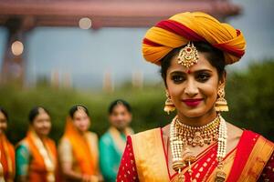 a beautiful indian bride in traditional attire. AI-Generated photo