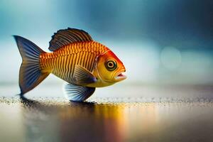 a fish with a yellow and black body. AI-Generated photo