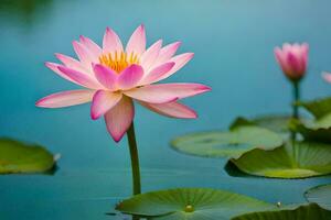 rosado loto flor en el agua. generado por ai foto