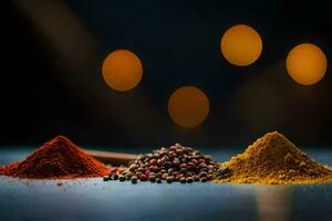 spices and spices on a table. AI-Generated photo