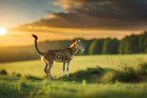 el leopardo es un rápido corredor, pero es además un muy cauteloso animal. generado por ai foto