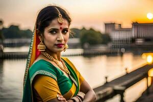 a beautiful indian woman in traditional attire. AI-Generated photo