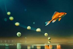 goldfish, water, fish, floating, floating, water, fish, floating, hd. AI-Generated photo