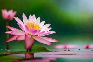 a pink lotus flower in the water. AI-Generated photo