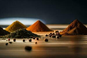 a variety of spices and spices are shown in a photo. AI-Generated photo