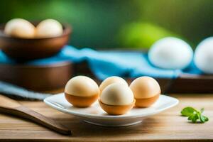eggs on a plate with a knife and fork. AI-Generated photo