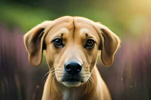 un marrón perro es mirando a el cámara. generado por ai foto