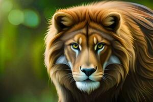 a digital painting of a lion. AI-Generated photo