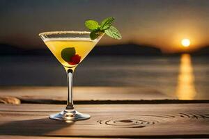 cocktail on the beach. AI-Generated photo