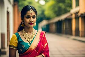 a beautiful indian woman in traditional clothing. AI-Generated photo