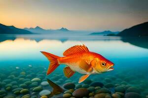 goldfish in the lake. AI-Generated photo