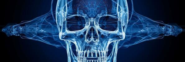 Feline skull structure X ray image background with empty space for text photo