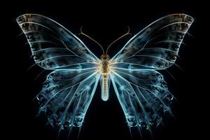 detallado X rayo imagen mostrando el fascinante ala estructura de un mariposa foto