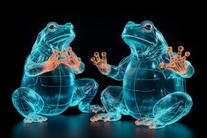 Frogs skeletal and muscular structure X ray image isolated on a gradient background photo