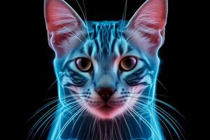 Feline skull X ray image isolated on a gradient background photo