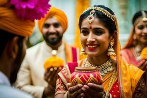 indio Boda en Delhi. generado por ai foto